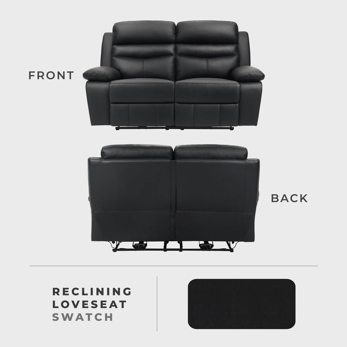 Lexicon Recliner Sofa for Living Room, Double Reclining RV Couch, Power Wall Hugger Recliner Home Theater Seating Leather Match Reclining Sofa, with USB Charge Port, 64''W Loveseat, Black Lexicon