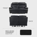 Lexicon Recliner Sofa for Living Room, Double Reclining RV Couch, Power Wall Hugger Recliner Home Theater Seating Leather Match Reclining Sofa, with USB Charge Port, 64''W Loveseat, Black Lexicon
