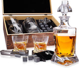 Whiskey Decanter Set by Royal Reserve – Whiskey Gift Set - Twisted Bourbon Decanter 34 oz 1000 ml with Glasses, Whiskey Stones, Coasters, Tongs – Whiskey Gifts for Men, Husband, Dad Christmas Royal Reserve