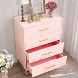 TrailBlaze 4 Drawer Dresser for Bedroom, Wooden Chest of Drawers, Modern Storage Tower with Metal Handles and Legs, Storage Organizer Unit with Anti-Tipping Device for Bedroom, Living Room, Pink TrailBlaze