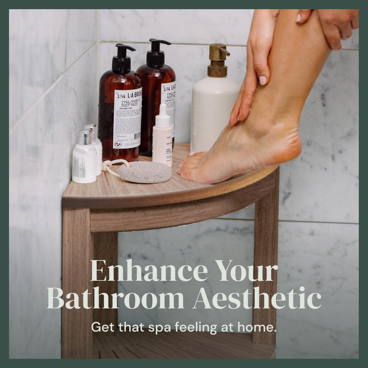 ROHKEX Corner Shower Stool HIPS - Waterproof Shower Bench for Shaving Legs - Easily Assembled Shower Organizer - Shower Seat for Inside Shower (Brown) ROHKEX