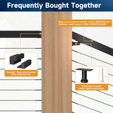 Gyykzz 5FT-8FT Porch Railing, 36" Matte Black Level Drilled Cable Railing Post Kits System for Outdoor Wood Porch with 1 Stainless Steel Railing Post, 99ft Black Cable, 20 Thread Swage Lag Screws Gyykzz