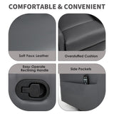 Trustyue Swivel Rocker Recliner Chair, 360° Swivel Recliner with Heat and Massage, Rocker Recliner Nursery Glider Chair with Side Pockets for Living Room (Grey, Faux Leather) Trustyue