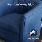 LINSY Swivel Accent Chair Ottoman Set: Velvet Small Barrel Chair with Foot Rest, Modern Reading Chair Upholstered Armchair with Footrest for Living Room Bedroom Study Room Office (Blue) LINSY