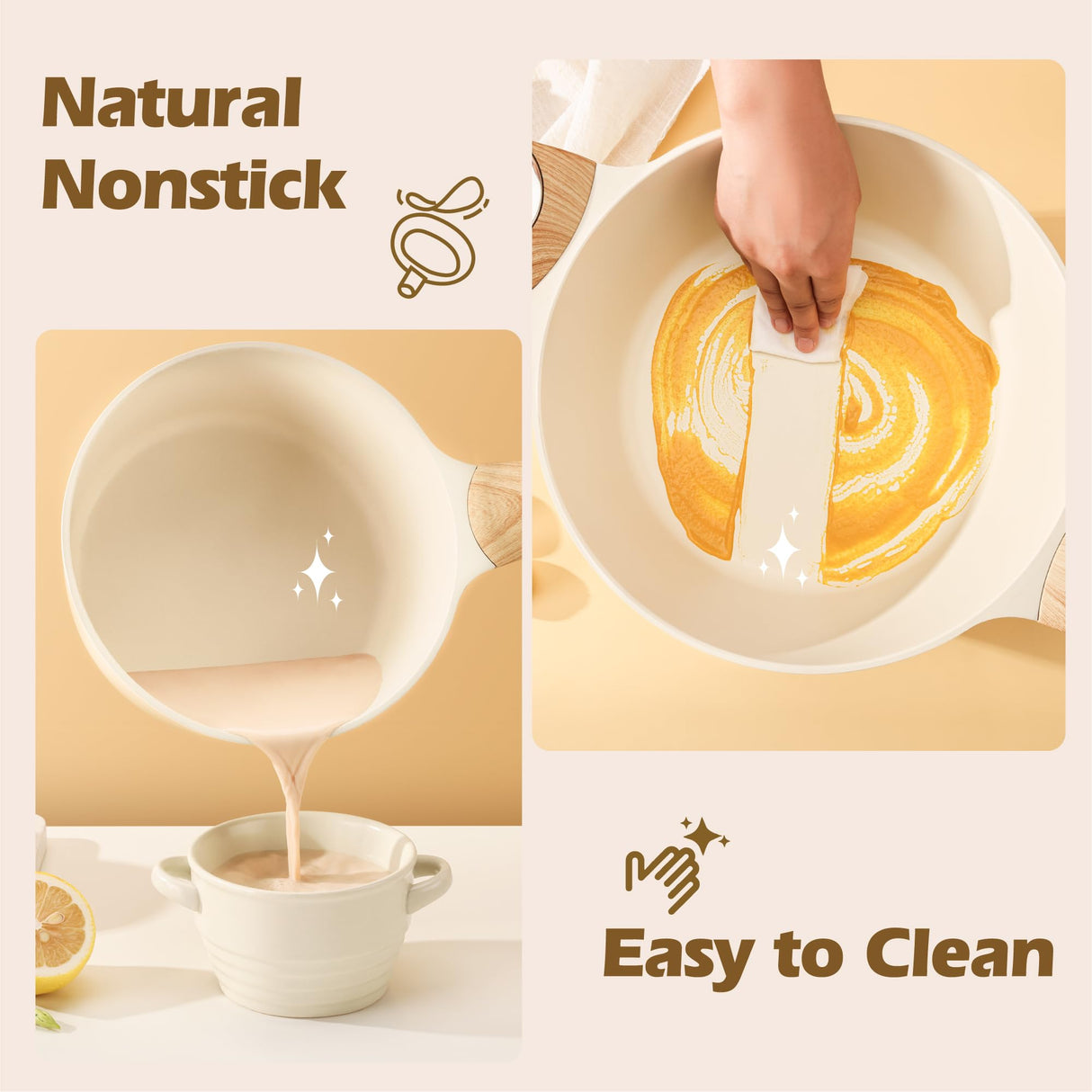 SENSARTE Ceramic Cookware Sets, Pots and Pans Set Nonstick, 14-Piece Induction Cookware, Non-toxic Healthy Non Stick Kitchen Cooking Set, with Frying Pans Set, PFAS PTFE PFOA PFOS Free SENSARTE