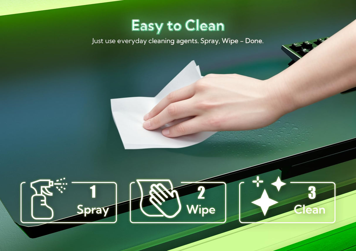 INNOVAR Glass Gaming Desk with Drawers, Electric Standing Desk Adjustable Height, Professional Gaming Glass Surface Improved Precision and Speed, Black 55 inch INNOVAR