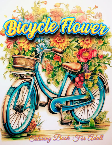 Bicycle Flower Adult Coloring Book: Pedal into Relaxation with Floral Art Majosta