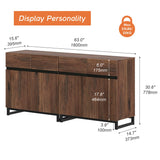 WAMPAT Modern TV Stand for TVs up to 70 inch, 2 in 1 Entertainment Center TV Console with Adjustable Shelves and Metal Base for Living Room,Bedroom,Brown WAMPAT