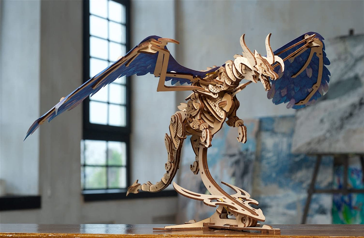 UGEARS Windstorm Dragon 3D Puzzle - Self-Assembly 3D Wooden Puzzles for Adults and Kids - Realistic 3D Dragon Puzzle Wood Model Kit with Rubber Band WoodArtSupply