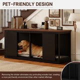 Dog Crate Furniture - Indoor Wooden Dog Kennel Furniture with Room Divider - 71"x23.6"x31.5"H, Black Faceket