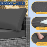 FHFO 7 Pieces Outdoor Patio Furniture Set, Outdoor Conversation Sets Wicker Sectional Couch Rattan Sofa with Thick Cushions & Coffee Table for Garden, Balcony, Backyard, Grey-Grey FHFO