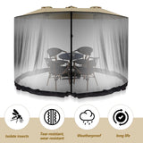 Wesnoy 13-15 ft Umbrella Mosquito Netting Patio Mosquito Netting with Double Zipper Door Patio Umbrella Screen Enclosure Mesh Mosquito Umbrella Canopy Mesh Net Screen for 10'x10' Pop up Gazebo, Black Wesnoy