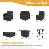 LayinSun 9 Pieces Patio Furniture Set with Fire Pit Table, Black Rattan Modular Sectional Outdoor Conversation Sofa Set, Swivel Rocking Chairs Set LayinSun