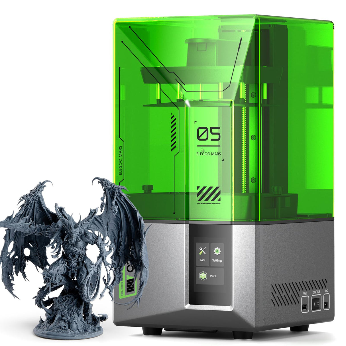 ELEGOO Mars 5 Resin 3D Printer, 4K 6.6" Mono LCD, Overheat Protection, Smart Mechanical Sensor, Auto-Leveling, Printing Size of 5.91 x 5.65 x 3.53 inch ELEGOO