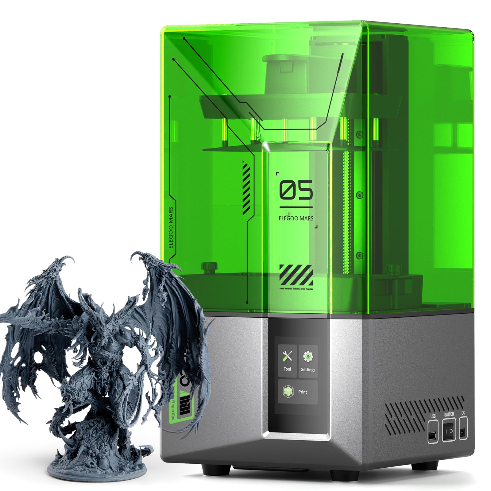 ELEGOO Mars 5 Resin 3D Printer, 4K 6.6" Mono LCD, Overheat Protection, Smart Mechanical Sensor, Auto-Leveling, Printing Size of 5.91 x 5.65 x 3.53 inch - WoodArtSupply