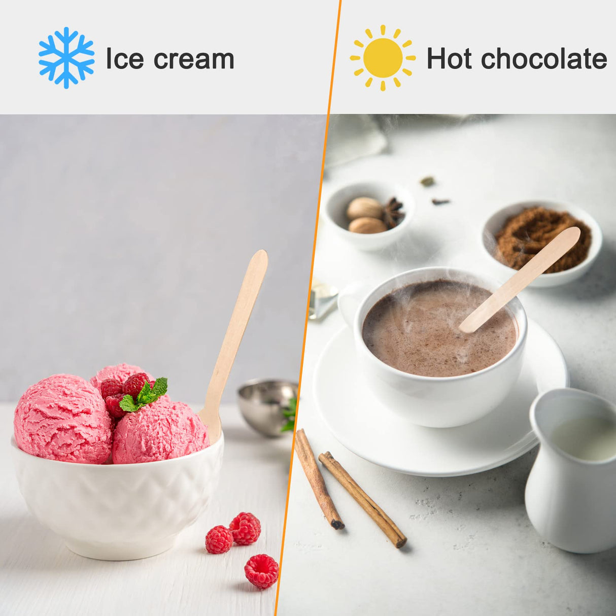 200 Pack Wooden Spoons Disposable - 6.3 Inch Length Biodegradable Cutlery - Compostable Bamboo Spoon For Chocolate, Coffee, Flavor, Ice Cream, Dessert, Parties, Dinners, Catering Services, Gatherings TANGTEA