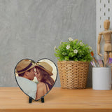 XHKDSYMC 1 PC Sublimation Slate Blanks, Heart Shape Sublimation Blank Slate Rock Stone 7.9x7.9 Inch Sublimation Photo Slate with Display Holder for Heat Press Printing XHKDSYMC