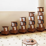 Rotating Bookshelf 6 Tier, 360° Spinning Bookshelf Tower with Lockable Wheels, Corner Shelf for Small Spaces, Kids Room, Living Room, Bedroom, Office Storage Solution, Walnut Revolving Bookcase VireoNest