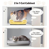 Redlife Cat Litter Box Enclosure Furniture, 2-in-1 Litter Box Furniture with Charging Socket 2 Shelves, Washroom Hidden Indoor Cat Cabinet, 53'' Wooden Pet Cabinet White Redlifeᅟᅠ