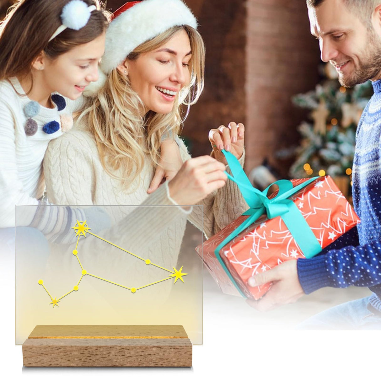 Aepiraza Wooden Rectangle Light Base, 4.3" Warm Light Display Stand Rectangle Led Lights Display Base Wooden Lighted Base Stand Warm Light Base for Glass Art Christmas Birthday Gifts (2Pcs) Aepiraza