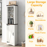 Hlivelood 68" Tall Farmhouse Bathroom Storage Cabinet, 5-Shelf Storage Cabinet with Barn Door&Adjustable Shelves, Linen Tower Cabinet with Storage for Bathroom, Kitchen, Living Room, Rustic White Hlivelood