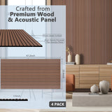 BUBOS 4 Pack Large Acoustic Panels,47.2"x23.6"Acoustic Wall Panels,Self-Adhesive Sound Proof Panels for Walls,Decorative Soundproof Panels for Recording Studio&Office,Walnut BUBOS