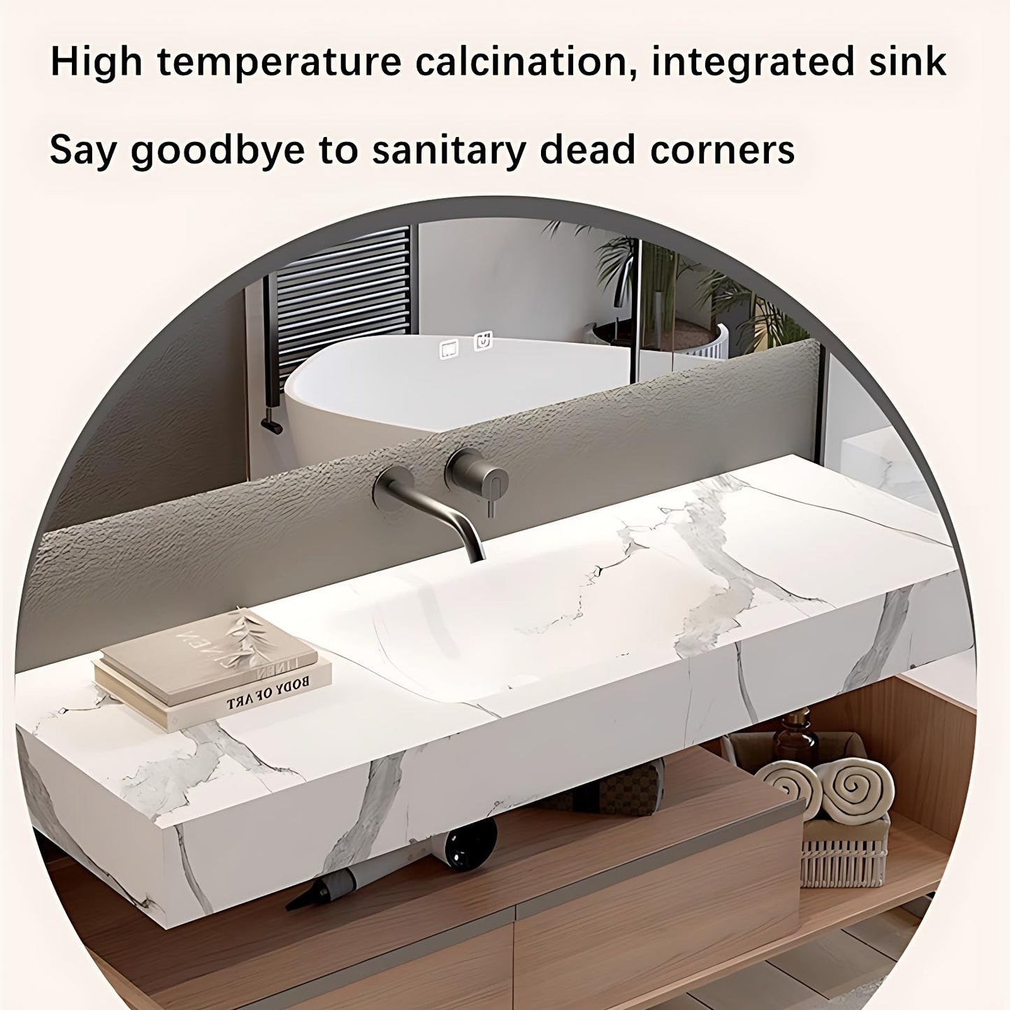 ZGNBSD Bathroom Vanity with Sink - Modern Floating Bathroom Vanity with Drawers & LED Smart Defog Mirror Cabinet - Solid Wood Bathroom Vanity - Wall Mount (A, 60 in)