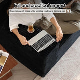 107" Comfy U-Shaped Sectional Modern Boneless Corduroy Couch with Chaise ‌and Ottoman‌ - No Assembly Required! Deep-Seat, Upholstered Modular Cloud Sofa for Living Room, Plush Corduroy Fabric(Black) COZYCC