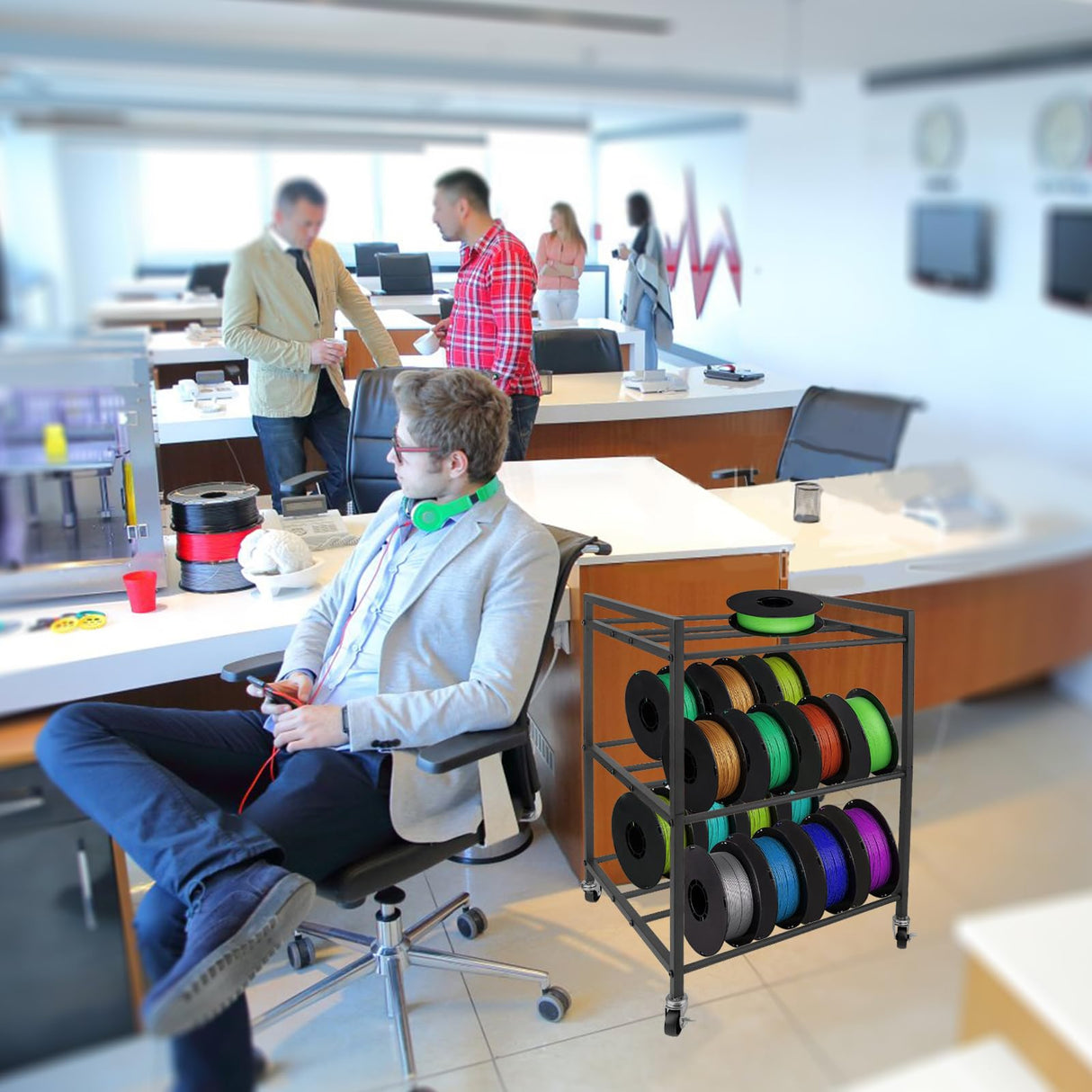 3D Printer Filament Storage Rack, 360°Rolling Filament Spool Holders Racks with Wheels, Heavy Duty Metal Shelf for PLA/ABS/TPU,Filaments Organzied for 3D Printing Wanyshapy