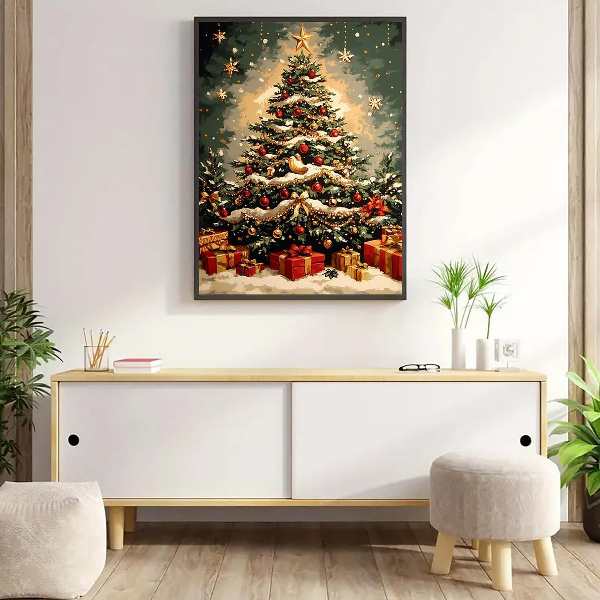 Winter Christmas Tree Star Diamond Art Kits for Adults, 5D Diamond Painting Kits for Adults Beginners, DIY Full Round Drill Diamond Dot Painting Gem Art Kits for Adult, Home Wall Decor 11.8x15.7 Inch VCLKDIY