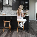 Maven Lane Kitchen Stool, Modern Farmhouse Wood Counter Barstool, Kitchen Island Counter Stool, Counter Height Stools for Kitchen, Wide Seat Backless Bar Stools, Luna 26", Rustic Natural, Set of 3 Maven Lane