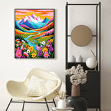 DIYDECORFUN Mountain Paint by Numbers Kit for Adults, Flower Mountain Paint by Numbers Kits for Beginner, Adult Paints by Number Kit on Canvas Adult DIY Arts Crafts for Home Wall Decor(16x20in) DIYDECORFUN