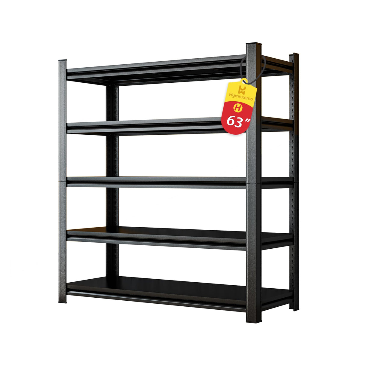 Hymnxemo Heavy Duty 5-Tier Shelving Unit 2500LBS Capacity - Adjustable Steel Garage Shelves for Warehouse, Basement Storage(63''H x 39.4''W x 13.8''D) Hymnxemo