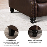 IOMOR Push Back Recliner Chair Faux Leather Lounge Armchair with Rivet Decoration Wingback Single Sofa Chair with Padded Seat Solid Wood Legs for Living Room, Comfy Upholstered, Red Brown IOMOR