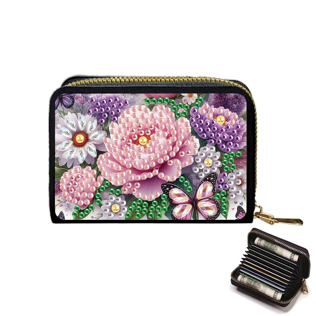 JZHYOAN DIY Diamond Art Credit Card Holder for Woman, Small Wallet Coin Purse Keychain Zipper Business Anti-demagnetization Card Holder Wallet Family Adult Man JZHYOAN
