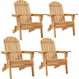 Topeakmart Set of 4 Folding Adirondack Chair Outdoor Weather Resistant Chairs for Patio Deck Garden, Backyard Deck, Fire Pit, Honey Brown Topeakmart
