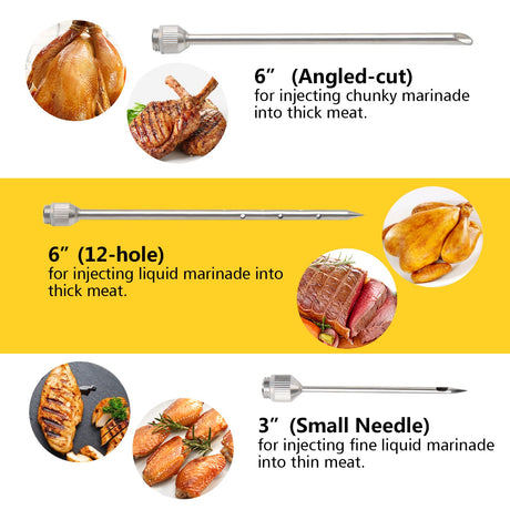 Ofargo Meat Injector, Meat Injectors for Smoking with 3 Marinade Injector Needles; Injector Marinades for Meats, Turkey, Brisket; 2-oz Ofargo