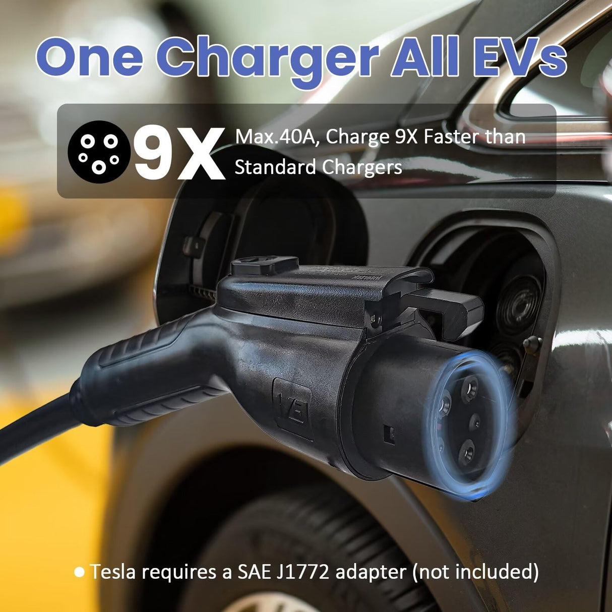 EP Level 2 Portable EV Charger, 16-40 Amp, 240V, 25ft Cable, Fast Charging Station for All EVs, NEMA 14-50P Plug, Upgraded Portable Electric Vehicle Charger EP