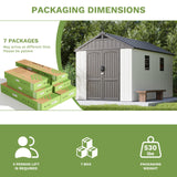 Patiowell 8x12 FT Outdoor Storage Shed, Plastic Shed Resin Garden Shed with Floor & Window & Lockable Door for Patio Furniture, Backyard Tools, Bicycles & Lawnmower, Beige Patiowell