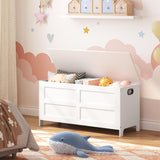 MAHANCRIS Storage Chest, 39.4”L Large Toy Chest, Entryway Storage Trunk, Toy Storage Organizer, Storage Bench with Safety Hinge, Entrance Bench for Living Room, Entrance, Bedroom, White SCWT48301 MAHANCRIS