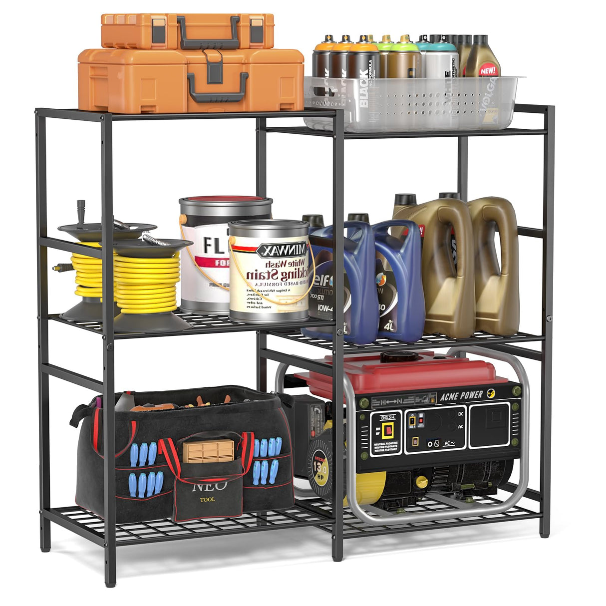 6-Tier Small Garage Shelf, Utility Garage Shelving Units and Storage, Heavy Duty Wire Shelving Metal Storage Shelves, Standing Shelf for Pantry, Laundry Room, Kitchen 34.72"L x 12.63"W x 30.94"H Black 3IngSeagulls