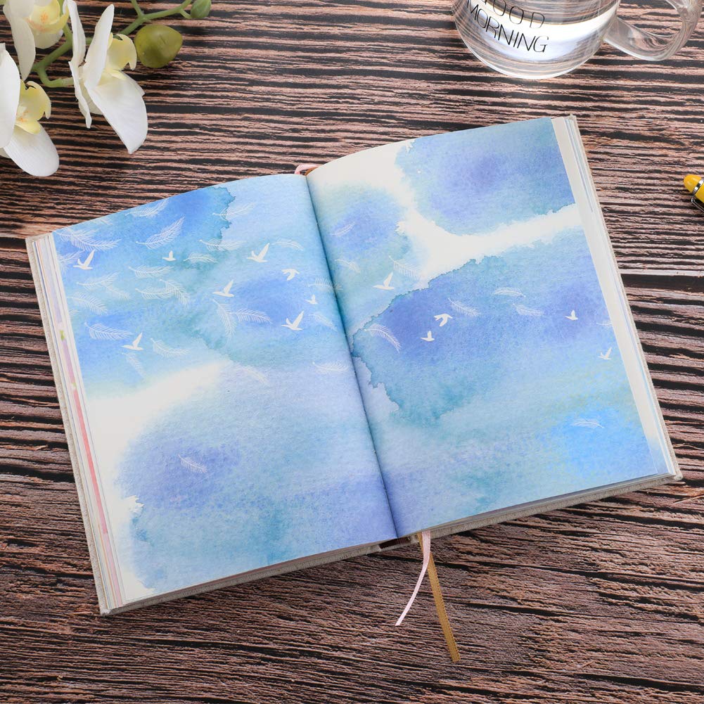 Siixu Colorful Blank Notebook, Unruled Personal Diary Journals to Write in for Women, Hardcover Writing Notepad Gift, Unique Watercolor Design, 192 Pages, 2 Bookmarks, Unlined SIIXU