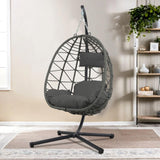 Hanging Egg Chair with Stand Egg Chair Indoor Outdoor, Patio Swing Hammock Egg Chairs, UV Resistant Removable & Washable Thicken Padded Cushions, 350LBS Capacity for Bedroom, Balcony, Garden Anranni