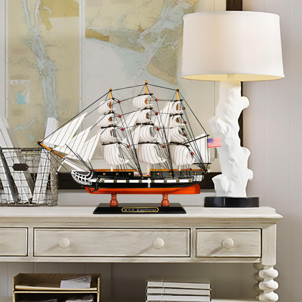 SAILINGSTORY Wooden Model Ship USS Constitution 1/225 Scale Replica Ship Model Sailboat Decor HOME DECOR SAILINGSTORY