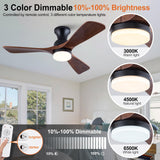 XBIBI 42 Inch Low Profile Ceiling Fan with Light and Remote, Dimmable LED Light, Quiet DC Motor Flush Mount Ceiling Fan, Wood Hugger Ceiling Fans with Lights, Indoor Outdoor Black Ceiling Fan XBIBI