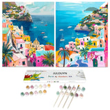 JULOUYN 2 Pack Paint by Numbers Kit for Adults, Amalfi Coast Easy Adult Paint by Number Kits On Canvas, Painting by Numbers for Beginner Gift Home Decor 16x20 in JULOUYN