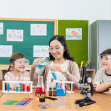 Science Kits for Kids Beginner Microscope with LED 100X 400X and 1200X-Include Sample Prepared Slides 12pc- Educational Toy Birthday Valentine's Day Gift Black Little World