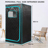 AURGOD Portable Full Size Infrared Sauna, One Person Sauna Tent Set for Home Spa with Temperature Remote Control, Heating Foot Pad and Reinforced Foldable Chair (Infrared Sauna) AURGOD