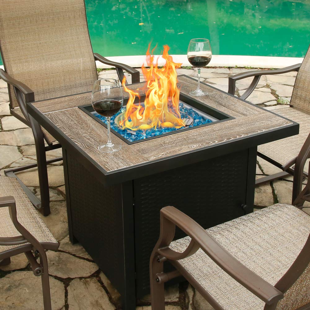 BALI OUTDOORS 50000 BTU Propane Fire Pit for Outdoor, 30 in Fire Pit Table Outdoor, Square Firepits for Outside Backyard, Patio BALI OUTDOORS