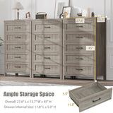 Jocoevol 5 Drawer Dresser for Bedroom, Farmhouse Dresser with Deep Drawers, Tall Grey Dresser Wooden Dresser Chest of Drawers for Living Room, Hallway, Entryway (Grey, 5 Drawer) Jocoevol